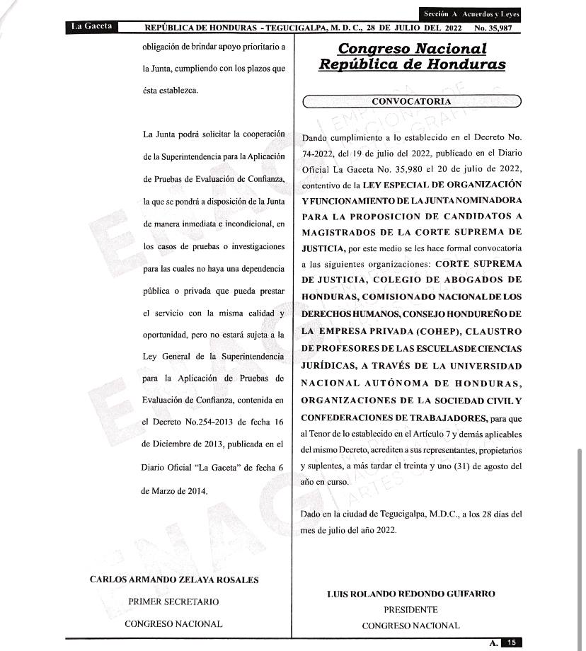 Convocatoria a conformar la Junta Nominadora 